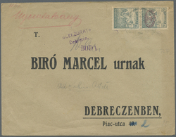 Br Ungarn: 1919, 2x 6 Filler Greenish Blue, Pair With And Without Overprint Of The Occupation Zone Debr - Brieven En Documenten