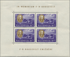 ** Ungarn: "In Memoriam F.D. Roosevelt", Set Of 8 Mini Sheets - Brieven En Documenten