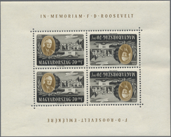 ** Ungarn: "In Memoriam F.D. Roosevelt", Set Of 8 Mini Sheets Tete-Beches. - Lettres & Documents