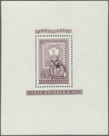 ** Ungarn: 1951, 80th Anniversary Of Hungarian Stamps, Souvenir Sheets In Lilac, Perf. And Imperf., Spe - Lettres & Documents