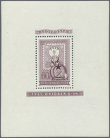 ** Ungarn: 1951, 80th Anniversary Of Hungarian Stamps, Souvenir Sheets In Lilac, Perf. And Imperf., Spe - Covers & Documents