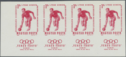 ** Ungarn: 1964, 1ft. Bowling Championship, IMPERFORATE, Bottom Marginal Horiz. Strip Of Four, Unmounte - Brieven En Documenten