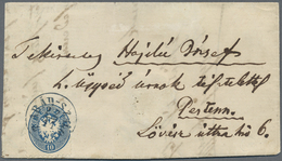 Br Ungarn - Stempel: "T.ABAD-SZALOK 22.11.(65)", Clear Strike In Blue On Austria Coat Of Arms 10 Kr. Bl - Postmark Collection