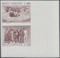 ** Vatikan: 1976, Tiziano Vecellio, Ungezähnte Probedrucke In Braunkarmin Im Senkrechten Paar, Auf Gumm - Storia Postale