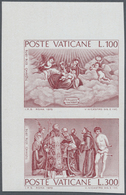 ** Vatikan: 1976, 100 L. Und 300 L. Tizian Im Postfrischen, Ungezähnten Senkrechten Oberrandpaar. Signi - Lettres & Documents