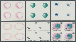 ** Vereinte Nationen - Genf: 1969. Ungezähner 4er-Block + Probedruck (5 Phasen) In 4er-Blocks Für Den 0 - Nuovi