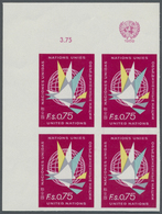 ** Vereinte Nationen - Genf: 1969. Ungezähnter ER-4er-Block Für Den 75c-Wert Der Freimarken-Ausgabe Mit - Ongebruikt