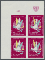 ** Vereinte Nationen - Genf: 1969. Ungezähnter ER-4er-Block Für Den 75c-Wert Der Freimarken-Ausgabe Mit - Unused Stamps