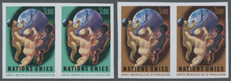 ** Vereinte Nationen - Genf: 1974. Complete Imperforate Set "World Population Year" In Horizontal Pairs - Unused Stamps