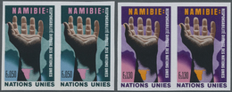 ** Vereinte Nationen - Genf: 1975. Complete Imperforate Set "Namibia" In Horizontal Pairs Showing "Hand - Ongebruikt