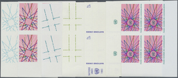 ** Vereinte Nationen - Genf: 1983. Progressive Proof (14 Phases) In Corner Blocks Of 4 For The Issue "W - Neufs