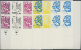 ** Vereinte Nationen - Genf: 1989. Progressive Proof (6 Phases) In Corner Blocks Of 4 For The 80c Value - Unused Stamps