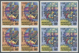 ** Vereinte Nationen - Genf: 1989. Kpl. Ausgabe "Weltbank" In 2 Ungezähnten 4er-Blöcken. Postfrisch. Rü - Unused Stamps