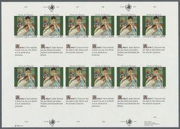 ** Vereinte Nationen - Genf: 1989. Bogen Mit 4 Ungezähnten 6er-Blöcken (3 Marken + 3 Zierfelder) Für De - Unused Stamps