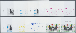 ** Vereinte Nationen - Genf: 1991. Progressive Proof (8 Phases) In Horizontal Pairs For The 80c Value O - Neufs