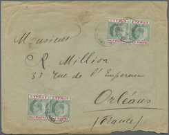 Br Zypern: 1902, Envelope Addressed To France Bearing SG 50, ½p Green And Carmine (4) Tied By Larnaca/O - Andere & Zonder Classificatie