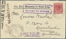 Br Zypern: 1932. Official Mail Envelope Headed 'On His Majesty's Service' Addressed To Australia Bearin - Autres & Non Classés