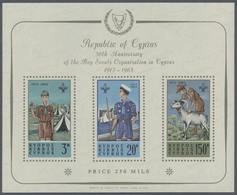 ** Zypern: 1963, Two Scouts Miniature Sheets With Upright Or Inverted Wmk., Mint Never Hinged, SG. £ 22 - Autres & Non Classés