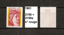Variété De 1981  Neuf** Y&T N° 2158+a Numéro Rouge Au Dos - Unused Stamps