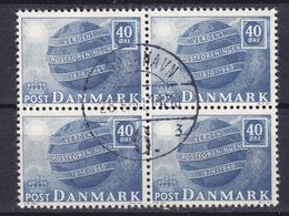 Denmark 1949 Mi. 320   40 Øre UPU Weltpostverein 4-Block Brotype Vd KØBENHAVN (6.) (Sn.3) - Blocks & Sheetlets