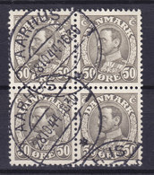 Denmark 1934 Mi. 210     50 Ø  König King Christian X. 4-Block Brotype IId AARHUS (*) - Blocks & Sheetlets