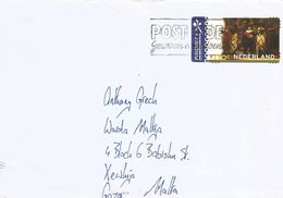 Netherlands 2000 Nieuwegein Rembrandt Nachtwacht Self-adhesive Cover To Gozo Malta - Briefe U. Dokumente