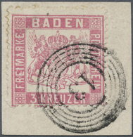 Brfst Baden - Marken Und Briefe: 1862, Wappenausgabe 3 Kr. Rosa Mit Enger Zähnung In Farbfrischer Und Einw - Altri & Non Classificati