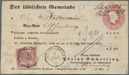 GA Baden - Zusatzfrankaturen Auf Ganzsachen: 1868, 3 Kr. Ganzsache (Mgl.) Mit 3 Kr. Zusatzfrankatur Und - Other & Unclassified