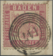 Brfst Baden - Nummernstempel: "147" - Albbrück, Klar Und Vollständig Auf Briefstück Mit 3 Kr. Rosakarmin M - Other & Unclassified