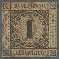 O Baden - Ortsstempel: 1851, "LADENBURG" Roter Fünfringstempel Mit Ortsnummer "78" Auf Mi.Nr.: 1 B Mit - Other & Unclassified