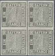 **/*/ Bayern - Marken Und Briefe: 1850, Ziffernzeichnung 1 Kr. Grauschwarz Auf Weiß, Platte 1, Allseits Vo - Altri & Non Classificati