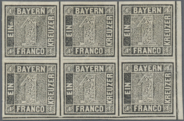 * Bayern - Marken Und Briefe: 1849, Ziffernzeichnung 1 Kr. Grauschwarz Auf Weiß, Platte 1, Ungebraucht - Autres & Non Classés
