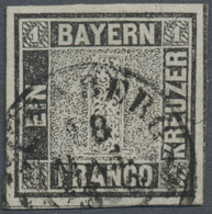 O Bayern - Marken Und Briefe: 1849, 1 Kr. Schwarz, Platte 1, OPA-Stempel "NÜRNBERG 18 MAR. 1850", Foto - Sonstige & Ohne Zuordnung
