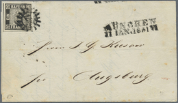 Br Bayern - Marken Und Briefe: 1849, SCHWARZER EINSER 1 Kr. In Seltener TIEFSCHWARZEN Nuance Breitrandi - Other & Unclassified