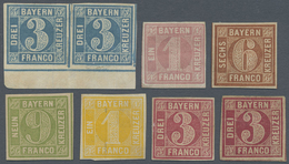 * Bayern - Marken Und Briefe: 1850 - 1862, Lot Von Einem Unterrandpaar 3 Kr Blau Platte 4 Und 6 Marken - Autres & Non Classés