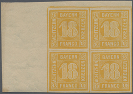 **/*/ Bayern - Marken Und Briefe: 1854, 18 Kr. Gelborange Im Allseits Breitrandigem Viererblock Aus Der Li - Other & Unclassified