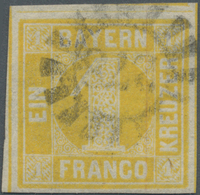 O Bayern - Marken Und Briefe: 1862, Quadratausgabe 1 Kreuzer Gelb In Type 2, Vollrandiges Exemplar Mit - Andere & Zonder Classificatie