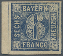 * Bayern - Marken Und Briefe: 1862, 6 Kr. Ultramarin, Probedruck, Allseits Vollrandiges Exemplar Vom L - Andere & Zonder Classificatie