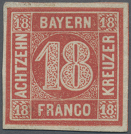 (*) Bayern - Marken Und Briefe: 1862, Quadrat-Ausgabe 18 Kr. In Seltener A-Farbe Zinnoberrot, Ungebrauch - Autres & Non Classés