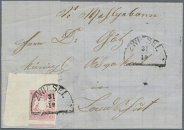 Br Bayern - Marken Und Briefe: 1867, 3 Kr Karminrosa Wappen, Linke Obere Bogenecke Mit Sehr Breiten Ran - Sonstige & Ohne Zuordnung