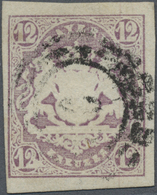 O Bayern - Marken Und Briefe: 1867: 12 Kr Violett, PF: Wertziffer "2" Links Unten Verstümmelt, Voll- B - Altri & Non Classificati