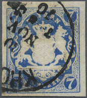 O Bayern - Marken Und Briefe: 1868: 7 Kr Preußischblau, Farbfrisch, Allseits Breitrandig, Fehlerfrei. - Autres & Non Classés
