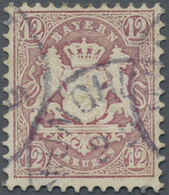 O Bayern - Marken Und Briefe: 1870, Wappenausgabe 12 Kreuzer Lila, Wasserzeichen 16 Mm Rauten, Allseit - Autres & Non Classés