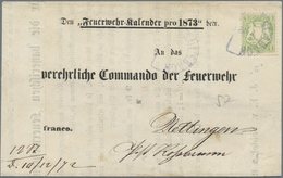 Br Bayern - Marken Und Briefe: 1873, "Feuerwehr-Kalender Pro 1873" Drucksache An Das Verehrliche Comman - Autres & Non Classés