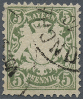 O Bayern - Marken Und Briefe: 1876: 5 Pfg Grauolivgrün, Farbfrisch, Gut Gezähnt, Kl. Eckzahnknick, Dop - Autres & Non Classés