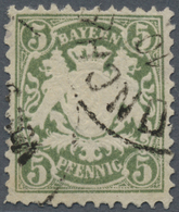 O Bayern - Marken Und Briefe: 1876: 5 Pfg Grauolivgrün, Farbfrisch, Gut Gezähnt, Kl. Eckzahnknick, Dop - Other & Unclassified