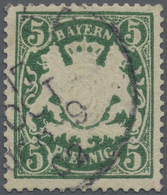 O Bayern - Marken Und Briefe: 1890, 5 Pfg. Wappen Auf Ornament, Grün, Papier Y, Mit WZ 3, Gest. Einwan - Autres & Non Classés