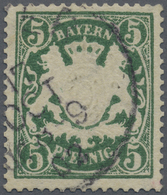 O Bayern - Marken Und Briefe: 1890, 5 Pfg. Wappen Auf Ornament, Grün, Papier Y, Mit WZ 3, Gest. Einwan - Andere & Zonder Classificatie