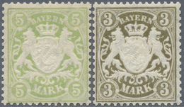 ** Bayern - Marken Und Briefe: 1900, Freimarken 3 M Und 5 M Auf Weißem Papier, Postfrisch, Doppelt Sign - Sonstige & Ohne Zuordnung
