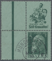 O Bayern - Zusammendrucke: 1916. Senkr. Zus.-druck "Stift-Krawatten + 5 Pf Luitpold" (R49a+77II) Saube - Sonstige & Ohne Zuordnung